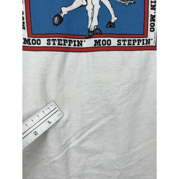 Vintage Screen Stars Best Moo Steppin Shirt Mens XL White Cow Graphic Tee 90s - Picture 5 of 8